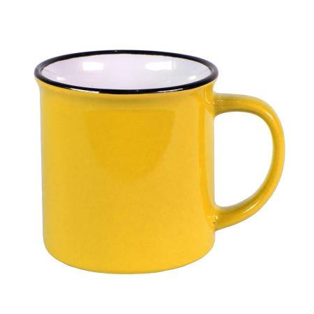 Кружка CAMP, голубая  с черным кантом, 280мл, тонкая керамика