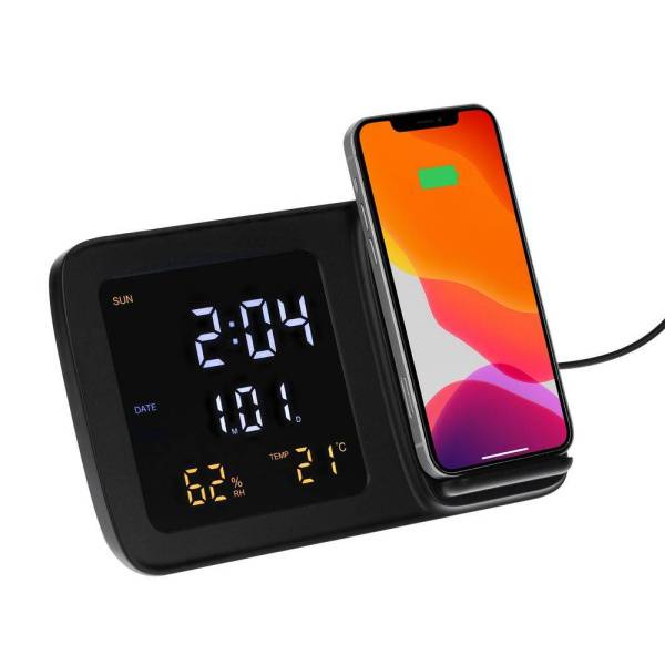 Станция беспроводной зарядки с часами и календарем Novem Станция беспроводной зарядки с часами и календарем Novem