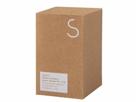 Беспроводное зарядное устройство 2-в-1 с подсветкой лого «Reedia S4», 15 Вт, бамбук, черный