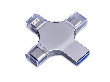 USB 3.0-флешка на 32 Гб 4-в-1 с разъемами Micro USB, Type-C и Lightning