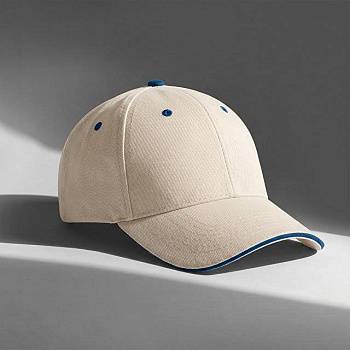 Бейсболка "New Castle" 6-ти панельная, натуральный/синий
