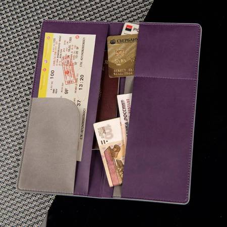 Органайзер для путешествий "Movement", 10* 22 см, PU, фиолетовый с серым
