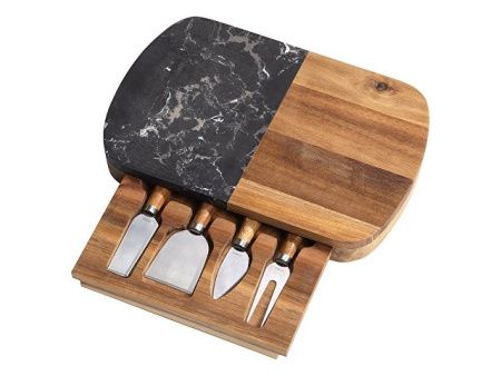 Набор для сыра в подарочной коробке из акации и мрамора "Date"