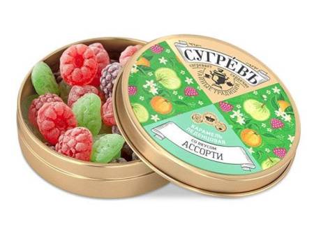 Карамель леденцовая со вкусом малины в банке