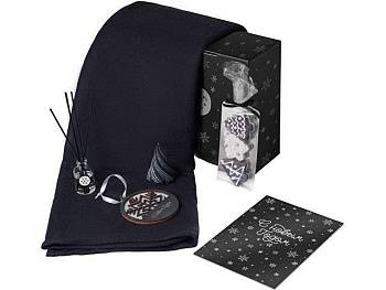 Подарочный набор с пледом, свечой и диффузором, черный