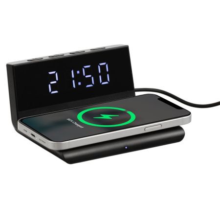 Станция беспроводной зарядки с часами Electron, ver. 2, черная Станция беспроводной зарядки с часами Electron, ver. 2, черная