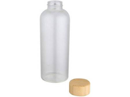Бутылка Mirage из боросиликатного стекла объемом 650 мл с одинарными стенками и крышкой из бамбука - Прозрачный