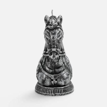 Свеча фигурная «Бюст лошади», серебристая