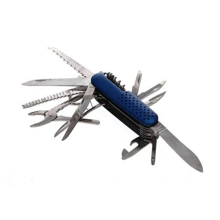 Нож многофункциональный (15 функций), синий, 9х2,8х2,9 см, металл, лазерная гравировка