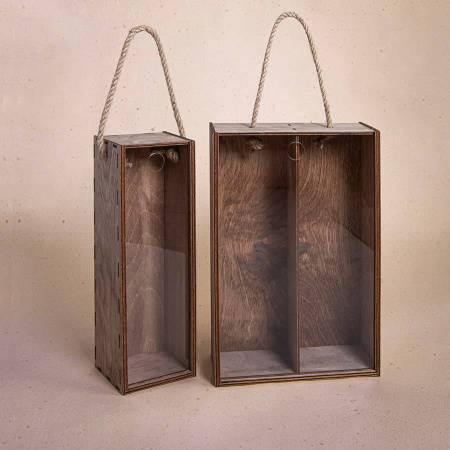 Ящик подарочный для вина WINOTEKA с ручкой, дерево, акрил, 34,5 х 11,5 х 11 см