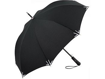 Зонт-трость «Safebrella» с фонариком и светоотражающими элементами, черный Зонт-трость «Safebrella» с фонариком и светоотражающими элементами, черный