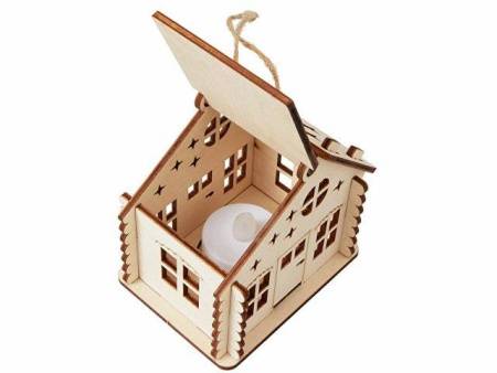 Подвеска с подсветкой домик (с мерцающей свечкой)