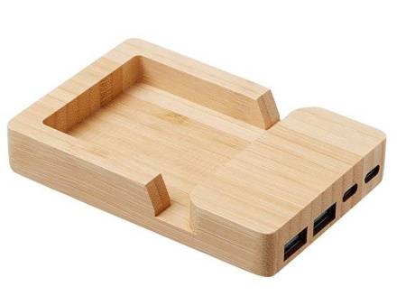 USB хаб «Memo», 2*USB, 2*Type C, бамбук