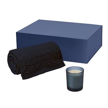 Подарочный набор Enigma, Fado, синий (свеча, плед)