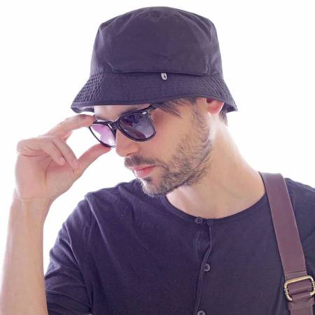 Панама "BUCKET POCKET", черный с серым, 100% нейлон, плотность 85 г/м2