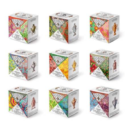 Подарочный набор с логотипом Сугревъ в деревянной коробке, коллекция из 9 чаёв