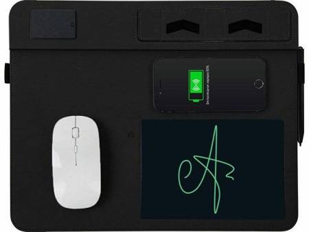 Многофункциональный коврик для мыши «Multi Pad» с беспроводной зарядкой и LCD экраном, 10 Вт, серый