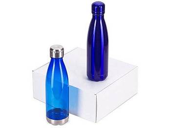 Подарочный набор из термобутылки и бутылки «Bottle set», синий Подарочный набор из термобутылки и бутылки «Bottle set», синий