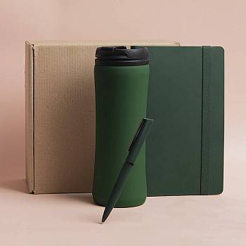 Набор подарочный OFFICEKIT: термос, ежедневник, ручка, стружка, коробка, зелёный Набор подарочный OFFICEKIT: термос, ежедневник, ручка, стружка, коробка, зелёный
