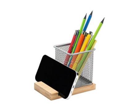 Подставка для ручек и телефона "Fika", натуральный/серый