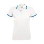 Футболка поло "Pasadena Women" белый, голубой__S, 100% х/б