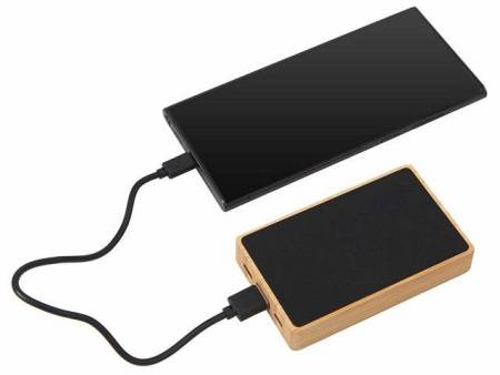 Внешний аккумулятор с подсветкой лого «Reedia S2», 5000 mAh, бамбук, черный