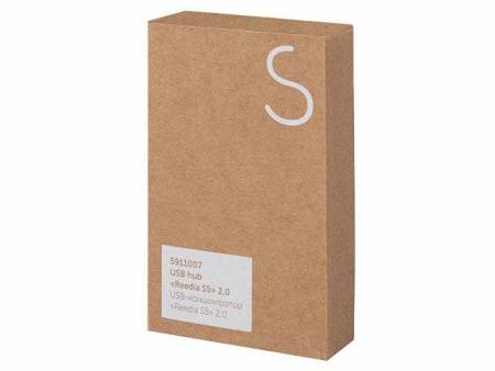 USB хаб с подсветкой лого «Reedia S5», 3*USB, 1*Type C, бамбук, черный