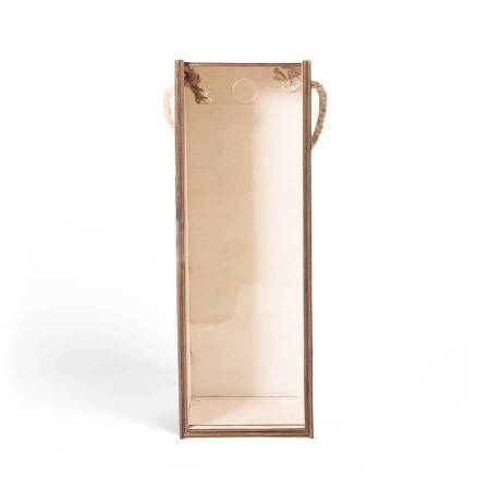 Ящик подарочный для вина WINOTEKA с ручкой, светлое дерево, акрил, 34,5 х 11,5 х 11 см