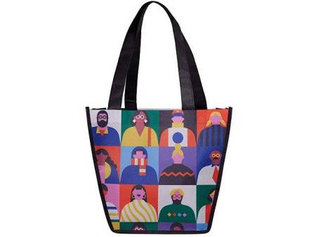 Сумка для шопинга с донной складкой и ручкой из PET ткани, 20.32*30.48*25.4 см