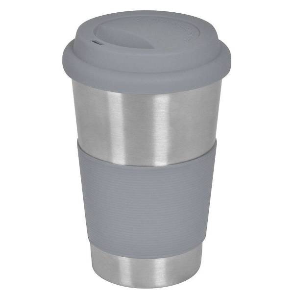 Термокружка   "Утро", 350 мл,  серый,  металл/силикон