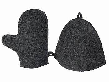 Банный набор из шапки и рукавицы "Renew", серый