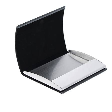 Визитница "Конгресс", черный, 6,5х9,6х1,2 см, иск. кожа, металл, лазерная гравировка