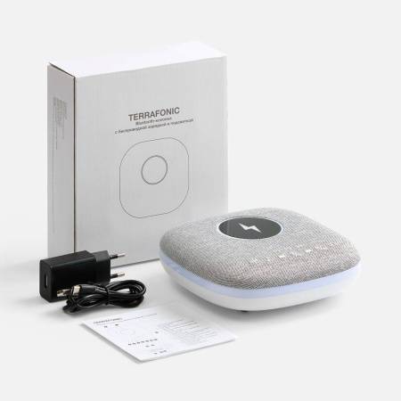 Bluetooth-колонка с беспроводной зарядкой и подсветкой Terrafonic, серая