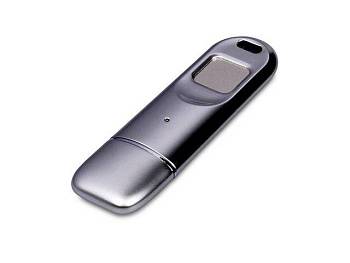 Металлическая флешка со сканером отпечатков пальцев в подарочной упаковке на 256 Гб, серебристый