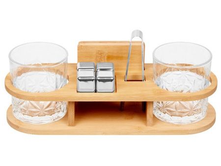 Набор для виски на бамбуковой подставке "Boulevardier"