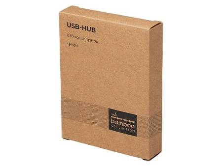 USB хаб «Memo», 2*USB, 2*Type C, бамбук