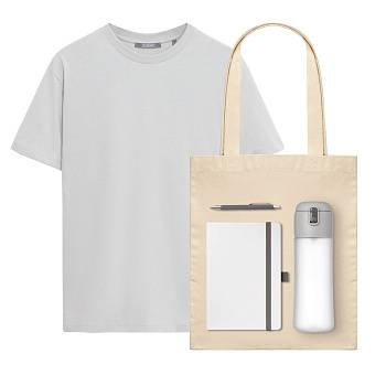 Набор с одеждой KRIS (футболка, бутылка, ежедневник, ручка, шоппер), белый, S