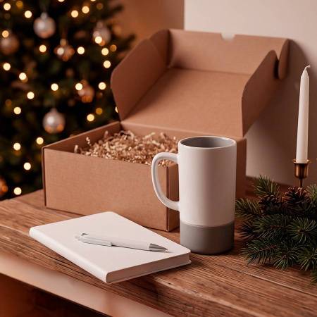 Набор подарочный ARTKITS: ежедневник, ручка, кружка с цветным дном, стружка, коробка, серый 
