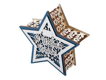 Шкатулка из фанеры в виде звезды "Asteris", сине-серебристый