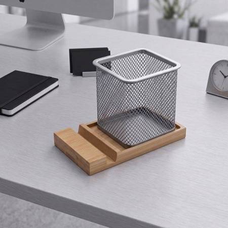Подставка для ручек и телефона "Fika", натуральный/серый