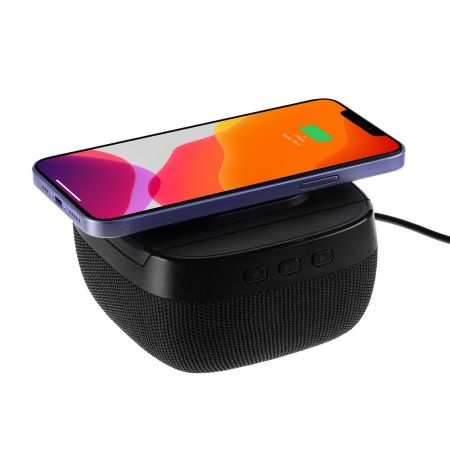 Колонка c беспроводной зарядкой Esca, черная Колонка c беспроводной зарядкой Esca, черная