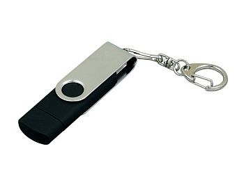 Флешка с поворотным механизмом, c дополнительным разъемом Micro USB, 32 Гб, черный Флешка с поворотным механизмом, c дополнительным разъемом Micro USB, 32 Гб, черный