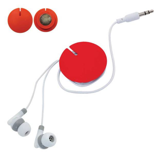 Устройство для скручивания наушников с креплением на магните, красное, 1,2 см., D=4,2 см.