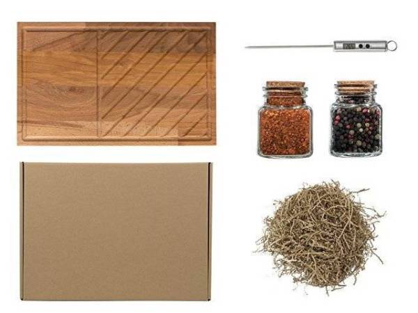 Набор для стейка с доской, термощупом и специями Набор для стейка с доской, термощупом и специями