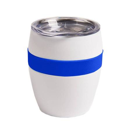 Термокружка LINE, белый/голубой, сталь