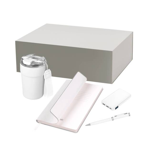 Подарочный набор Monaco, белый (термокружка, аккумулятор, ежедневник
