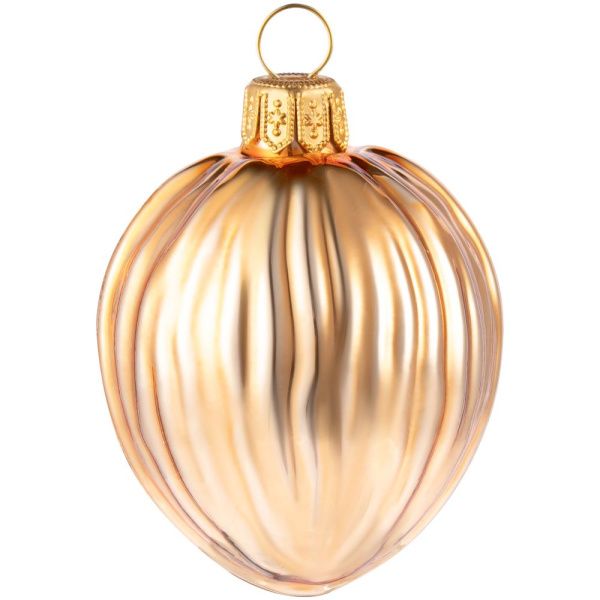 Елочная игрушка «Грецкий орех», матовое золото