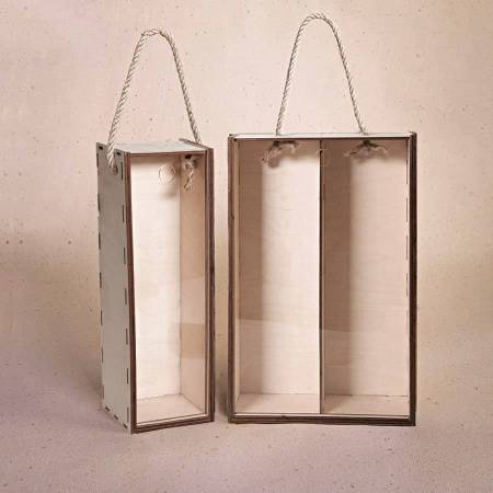 Ящик подарочный WINOTERRA с ручкой, светлое дерево, акрил, 36 х 24,5 х 11 см