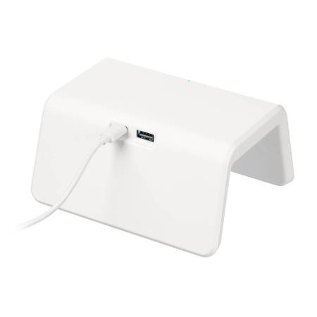 Настольные часы с подсветкой и беспроводной зарядкой 15W, Flame, белый цвет Настольные часы с подсветкой и беспроводной зарядкой 15W, Flame, белый цвет