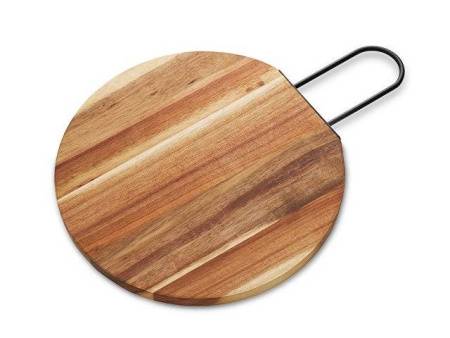 Деревянная круглая доска из акации с металлической ручкой "Кира"